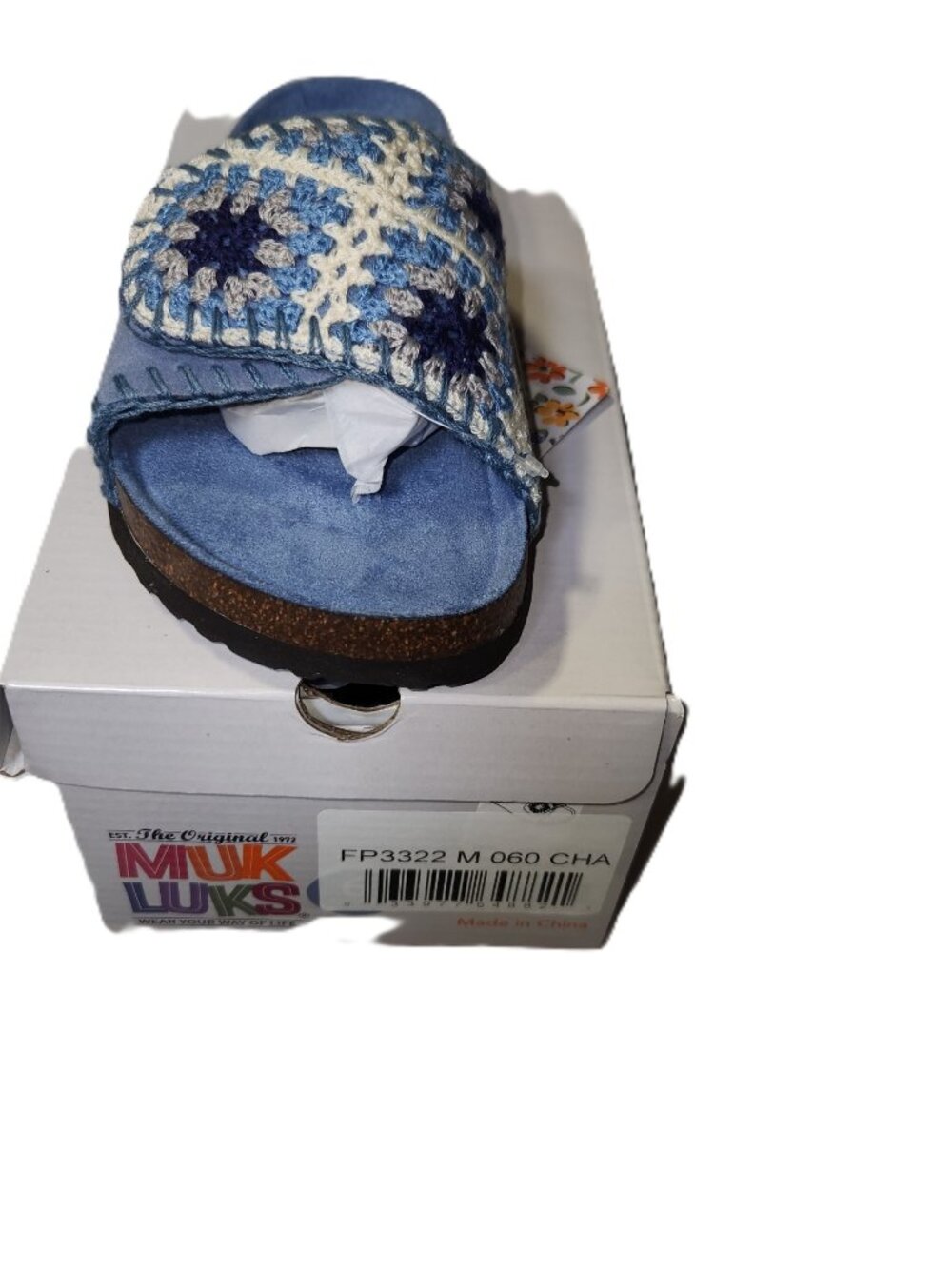 Brand New In Orginal Box MUK LUKS Women's Gigi Crochet Sandals